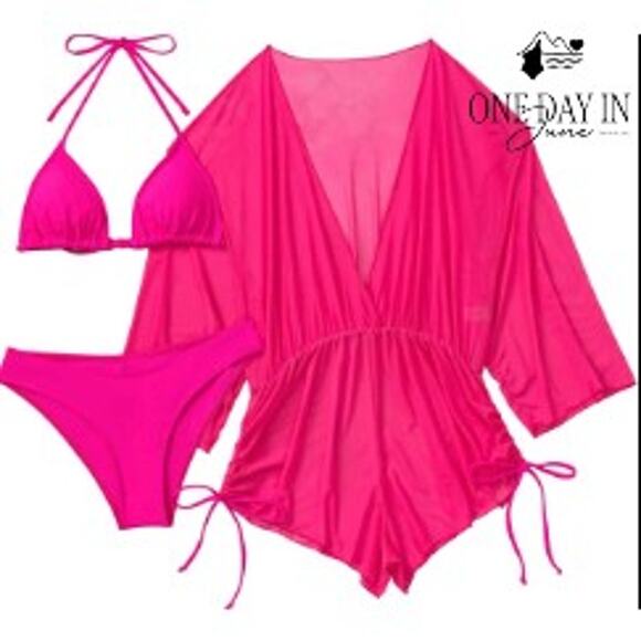 Adisputent Cheeky Triangle 3 Piece Bikini Swimsuit Size S - Picture 1 of 5